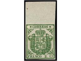 176 (*) ESPAÑA. Ed.32M. <B>2 Cuartos</B> Verde, Borde Superior De Hoja, Sello Procedente De La Hoja <B>MUESTRA</B> Con L - Andere & Zonder Classificatie