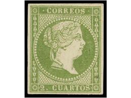 188 * ESPAÑA. Ed.47. <B>2 Cuartos</B> Verde. PIEZA DE LUJO. Cert. COMEX. Cat. 745?. - Andere & Zonder Classificatie