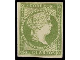 189 (*) ESPAÑA. Ed.47. <B>2 Cuartos </B>verde. MAGNÍFICO EJEMPLAR. Cert. CEM. Cat. 745?. - Other & Unclassified