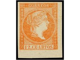 197 (*) ESPAÑA. Ed.NE 1. <B>NO EMITIDO. 12 Cuartos</B> Naranja. LUJO. Cert. COMEX. Cat. 215?. - Andere & Zonder Classificatie