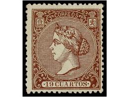 229 ** ESPAÑA. Ed.83. <B>19 Cuartos</B> Castaño. Color Muy Fresco Y Aceptable Centraje Para Este Sello. Muy Bonito Ejemp - Andere & Zonder Classificatie