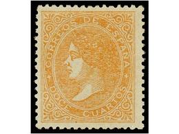 236 * ESPAÑA. Ed.89. <B>12 Cuartos</B> Amarillo Naranja. PIEZA DE LUJO. Cert. GRAUS. Cat. 285?. - Andere & Zonder Classificatie