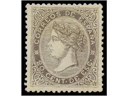 242 * ESPAÑA. Ed.92. <B>20 Cts.</B> Lila. Color Y Centraje Perfectos. Cert. COMEX. Cat. 165?. - Other & Unclassified