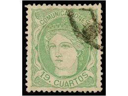 270 ° ESPAÑA. Ed.114. <B>19 Cuartos</B> Verde. Centraje Perfecto. LUJO. Cert. COMEX. Cat. 340?. - Autres & Non Classés