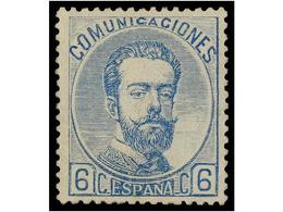 276 (*) ESPAÑA. Ed.119. <B>6 Cts. </B>azul. MAGNÍFICO EJEMPLAR, Leve Pliegue. Cat. 210?. - Autres & Non Classés