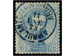 277 ° ESPAÑA. Ed.119. <B>6 Cts.</B> Azul, Mat. Fechador<B> AMBULANTE/ARAGON</B> En Azul. MAGNÍFICO. - Sonstige & Ohne Zuordnung