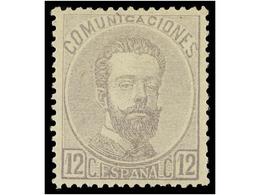 279 ** ESPAÑA. Ed.122. <B>12 Cts.</B> Gris. Centraje Perfecto. PIEZA DE LUJO. - Altri & Non Classificati