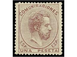 283 * ESPAÑA. Ed.127. <B>1 Pta.</B> Lila. Centraje Perfecto. PIEZA DE LUJO. Cert. CEM. Cat. 143?. - Altri & Non Classificati