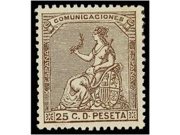 301 * ESPAÑA. Ed.135. <B>25 Cts.</B> Castaño. PIEZA DE LUJO. Cat. 53?. - Autres & Non Classés