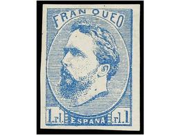 322 * ESPAÑA. Ed.156A. <B>1 Real</B> Azul, Tipo II. PIEZA DE LUJO. Cert. CEM. Cat. 915?. - Autres & Non Classés