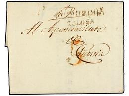 325 ESPAÑA. 1833. <B>CARLISTAS. </B>TOLOSA A AZCOITIA. Marca<B> GUIPUZCOA/TOLOSA</B> En Rojo Y Tasa De 5 Cuartos. - Autres & Non Classés