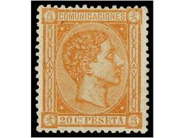 366 * ESPAÑA. Ed.165. <B>20 Cts.</B> Naranja. Color Muy Fresco Y Excelente Centraje. PIEZA DE LUJO. Cert. GRAUS Y EXFIMA - Autres & Non Classés