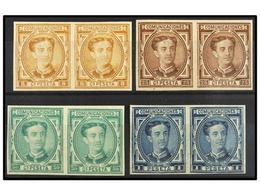 375 ** ESPAÑA. Ed.174s, 177s, 179s Y 180s. <B>5 Cts. </B>sepia, <B>25 Cts.</B> Castaño, <B>50 Cts.</B> Verde Y <B>1 Pta. - Other & Unclassified