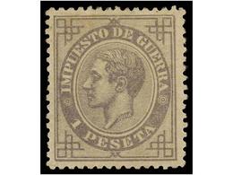 380 * ESPAÑA. Ed.186. <B>1 Pta.</B> Gris. Color Y Centraje Perfectos. Sello Muy Raro En Esta Calidad. PIEZA DE LUJO. Cer - Autres & Non Classés