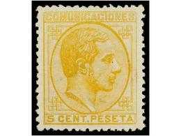 386 * ESPAÑA. Ed.191. <B>5 Cts.</B> Amarillo. Color Y Centraje Pefectos. PIEZA DE LUJO. Dictamen GRAUS. - Autres & Non Classés