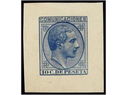 389 ESPAÑA. Ed.192. <B>PRUEBA DE PUNZÓN. 10 Cts.</B> Azul. - Other & Unclassified