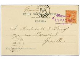 408 ESPAÑA. Ed.218. 1899. MÁLAGA A FRANCIA. Tarjeta Postal Escrita A Bordo Del Buque Francés 'Espagne' Circulada Con Sel - Altri & Non Classificati