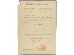 409 ESPAÑA. 1891. Documento Con Timbre Móvil De <B>10 Cts.</B> Rosa, Mat. Ovalado <B>FERROCARRIL DE LANGREO/ASTURIAS.</B - Altri & Non Classificati