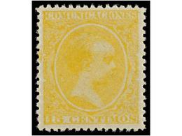 412 ** ESPAÑA. Ed.229. <B>15 Cts.</B> Amarillo. PIEZA DE LUJO. - Autres & Non Classés