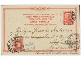 419 ESPAÑA. Ed.243. 1904. Entero Postal Precancelado En GRECIA Circulado Desde S. CARLOS DE LA RAPITA A ABO (Finlandia)  - Altri & Non Classificati