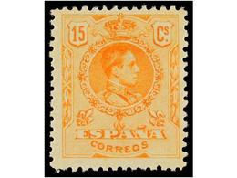 436 ** ESPAÑA. Ed.271. <B>15 Cts.</B> Amarillo. PIEZA DE LUJO. - Autres & Non Classés