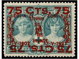 472 ** ESPAÑA. Ed.381hhi. <B>75 Cts. S. 30 Cts.</B> Verde <B>HABILITACIÓN DOBLE, UNA INVERTIDA. </B>LUJO. Cat. 352?. - Autres & Non Classés