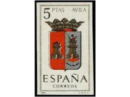 710 ** ESPAÑA. Ed.1410s. <B>ESCUDO DE ÁVILA. 5 Pts. </B>multicolor<B> SIN DENTAR.</B> MUY RARO Y De LUJO. Cert. GRAUS. - Other & Unclassified