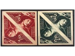 759 ESPAÑA: FRANQUICIAS POSTALES. <B>AFO. </B>Sellos Para Exportación <B>1 Pta.</B> Verde Y <B>2 Pts.</B> Lila En Pareja - Other & Unclassified