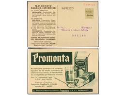 767 ESPAÑA ENTEROS POSTALES. Tarjeta Entero Postal Con Publicidad <B>PROMONTA, Dr. L. Hahn, Madrid</B> Con Sello De <B>2 - Andere & Zonder Classificatie