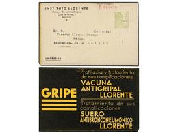 768 ESPAÑA ENTEROS POSTALES. Tarjeta Entero Postal Con Publicidad<B> VACUNA ANTIGRIPAL LLORENTE. Instituto Llorente, Mad - Other & Unclassified