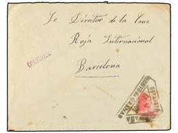 778 ESPAÑA GUERRA CIVIL. 1939. Sobre Enviado Desde El Frente A BARCELONA.<B> 45 Cts. </B>rosa, Mat.<B> </B>triangular<B> - Sonstige & Ohne Zuordnung