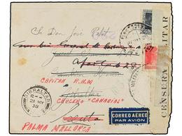 783 ESPAÑA GUERRA CIVIL. 1938. BARCELONA A GIBRALTAR. <B>50 Cts.</B> Y <B>40 Cts.</B> Redirigido Al Capitan Del Crucero  - Other & Unclassified