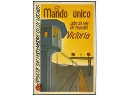 798 ESPAÑA GUERRA CIVIL. 1937. TARJETA POSTAL <B>EL MANDO UNICO ABRE LA VIA DE NUESTRA VICTORIA.</B> RARA. - Autres & Non Classés