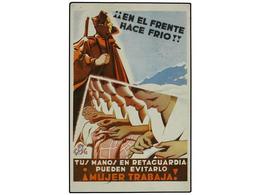 799 ESPAÑA GUERRA CIVIL. 1937. TARJETA POSTAL<B> 'EN EL FRENTE HACE FRIO'. </B> - Sonstige & Ohne Zuordnung