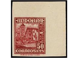 829 ** COLONIAS ESPAÑOLAS: ANDORRA. Ed.51ecas. <B>50 Cts.</B> Lila<B> ERROR DE COLOR.</B> RARÍSIMO. Cat. 625?. - Autres & Non Classés