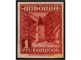 830 (*) ANDORRA. Ed.54ecs. <B>1 Pta.</B> Lila Rosa<B> ERROR DE COLOR</B> <B>SIN DENTAR,</B> Sin Goma Y Levemente Tonaliz - Altri & Non Classificati