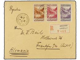 836 ANDORRA: ANDORRA FRANCESA. Yv.40A, 41, 42. 1934. ANDORRA A ALEMANIA. <B>1,75 Fr.</B> Violeta, <B>2 Fr.</B> Lila Rosa - Altri & Non Classificati