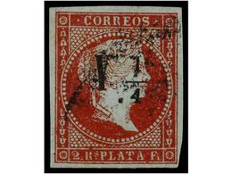 842 ° CUBA. Ed.4A. <B>Y 1/4 S. 2 Reales</B> Carmín. Tipo I. MAGNÍFICO EJEMPLAR. Cert. COMEX. Cat. 215?. - Autres & Non Classés