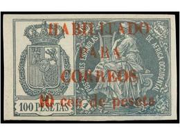 857 * COLONIAS ESPAÑOLAS: GUINEA. Ed.26X. <B>10 Cents. S. 100 Pesetas. </B>Habilitación En Rojo. MAGNÍFICO Y MUY RARO. C - Altri & Non Classificati