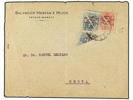 885 COLONIAS ESPAÑOLAS: MARRUECOS. Ed.45, 46. 1920. TETUAN A CEUTA. 3 Mitades De <B>5 Cts.</B> Y 2 Mitades De <B>10 Cts. - Other & Unclassified