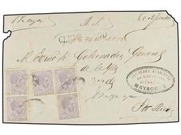 893 ESPAÑA. Ed.38 (5). 1880. FRONTAL Del R.S. Circulado De MAYAGUEZ  A S. JUAN.<B> 25 Cts.</B> Gris (5), Mat. <B>PARRILL - Other & Unclassified