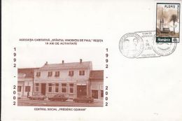 D3651- RESITA ST VINCENT OF PAUL CHARITY, CAR, SPECIAL COVER, 2002, ROMANIA - Lettres & Documents