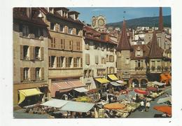 Cp , Commerce ,marché , Suisse , NEUCHATEL , Place Du Marché Et Maison Des Halles , écrite 1976 , Ed. Jaeger-Iris - Marchés