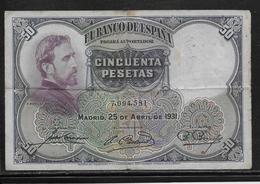 Espagne - 50 Pesetas - 1931 - Pick N°82 - TB - 50 Pesetas