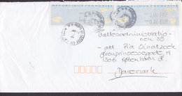 France Par Avion Label PARIS St. Lazare 198? Cover Lettre Denmark 2x ATM / Frama Label - Autres & Non Classés