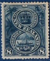 New Zealand 1898  8 P Perf 15 MH  Ship - Unused Stamps