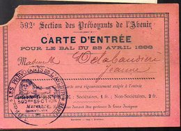 Marennes (17 Charente Maritime) Carte D'entrée 1898 Bal Des PREVOYANTS DE L'AVENIR (PPP12915) - Werbung