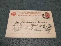 RUSSIA STATIONERY CIRCULATED CARD RUSSIAN CANCEL TO STUTTGART GERMANY 1901 - Postwaardestukken