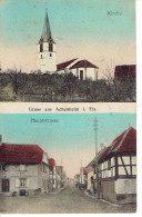 67 Gruss Aus Achenheim  I. Els.  Kirche Hauptstrasse Couleur Chaft Zum Stern 1919 - Sonstige & Ohne Zuordnung