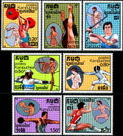 Kampuchea Cambodia 1987 Olympics Games 1988 Seoul Korea Javelin Long Jump Archey Fencing Sports Stamps MNH - Jumping